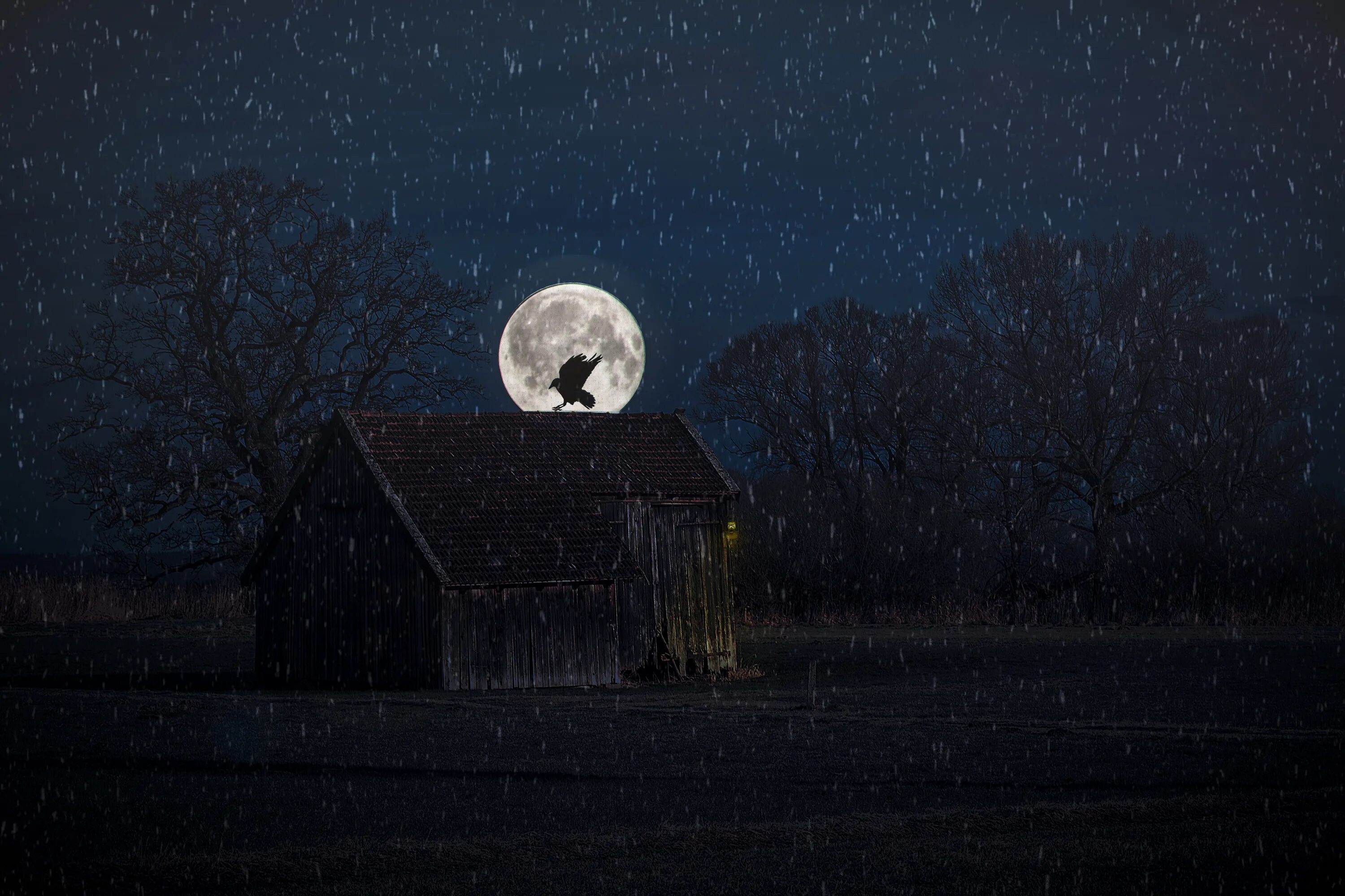 Дом на луне картинки. Лунная ночь в деревне. Ночь Луна. Луна над домами. Ночное небо страшное.