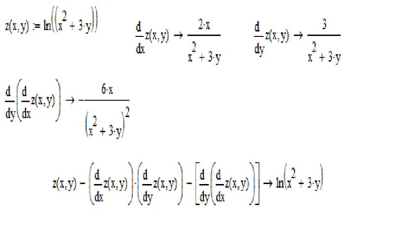 D^2z/dy^2. Z Ln x 2+y 2. Найти частные производные DZ/DX И DZ/dy. Z=Ln(x+y). Ln 2x 1 0