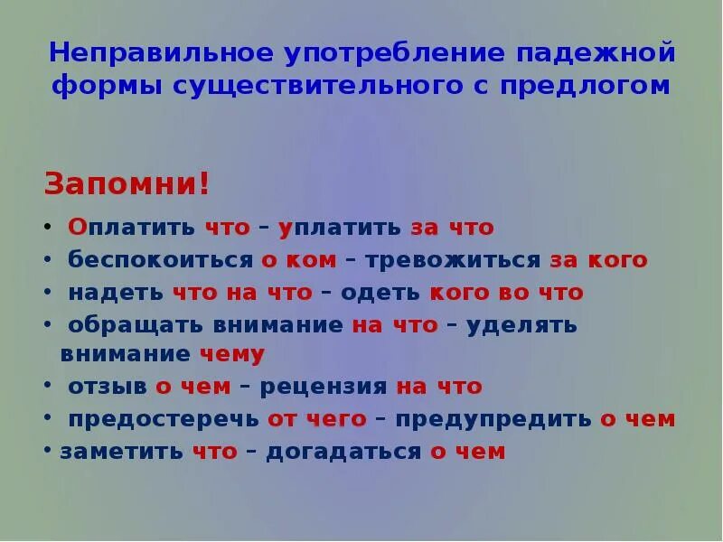 Нарушение предложно падежной формы существительного. Падежная форма существительного с предлогом. Употребление падежной формы существительного с предлогом. Неправильное употребление падежной формы существительного с предло. Неправильное употребление формы существительного с предлогом.