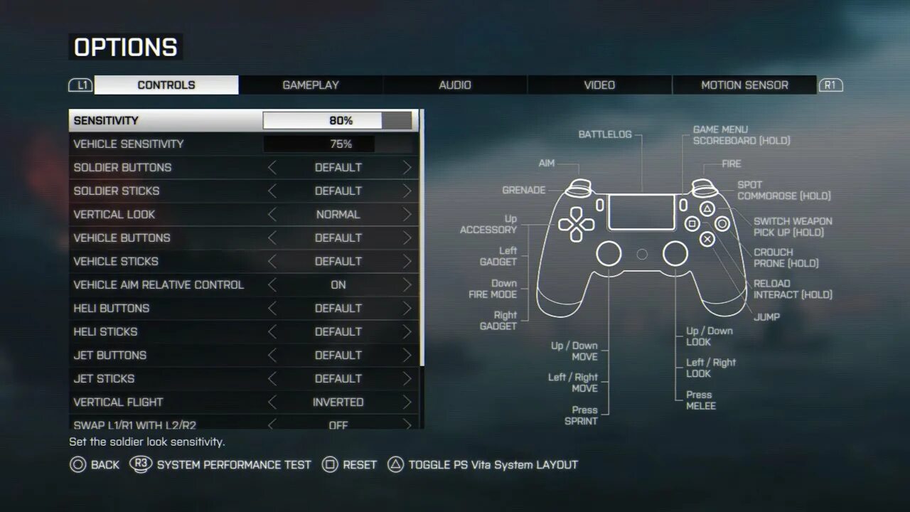 Game settings Battlefield. Билд на bf 4 для вертолета на геймпаде ps4. Управление в Battlefield 4 на ps4. Настройки игры бателфилд 4.