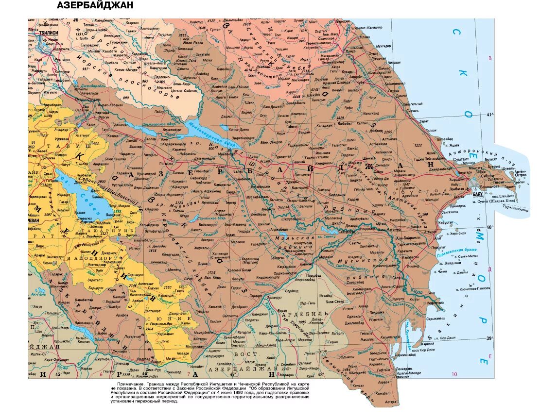 Подробная карта азербайджана