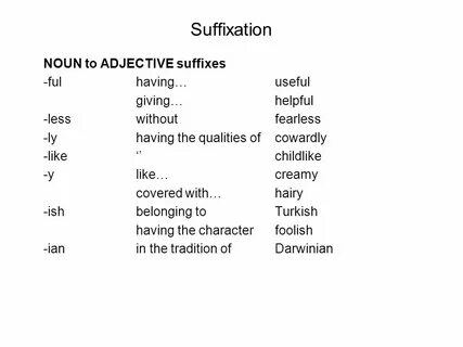 Adjective forming suffixes