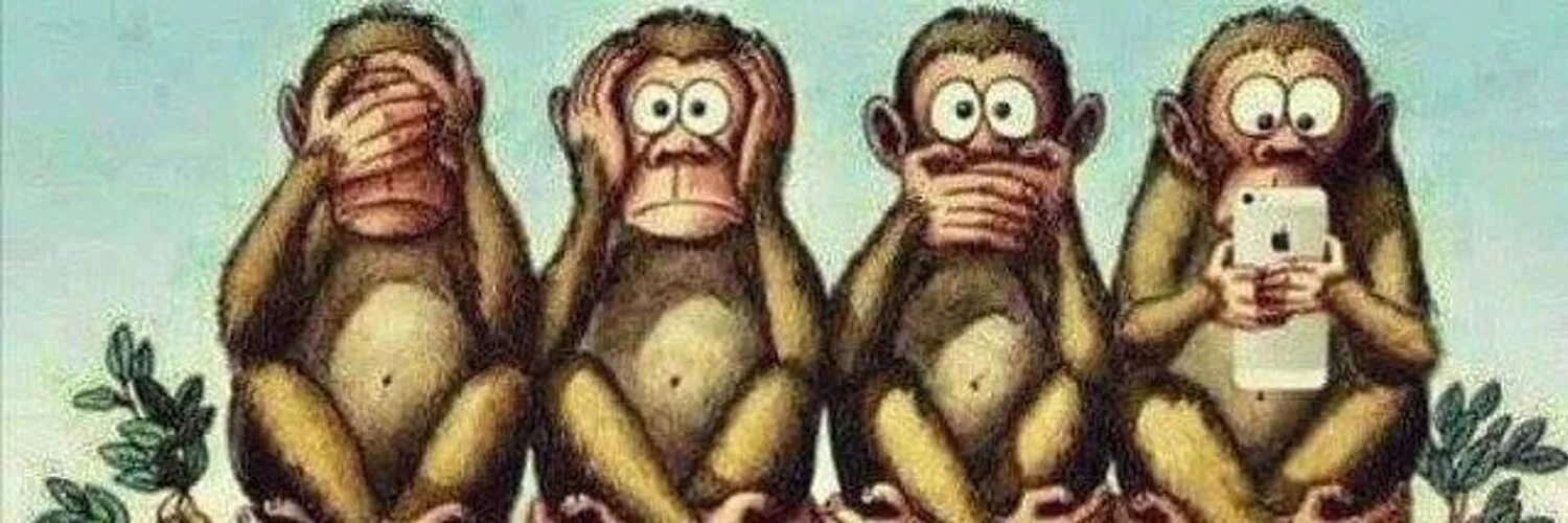 Слышать четверо. Четыре обезьяны. Три обезьяны не вижу не слышу не скажу. Обезьяна ничего не вижу ничего не слышу. 4 Обезьяны мудрости.