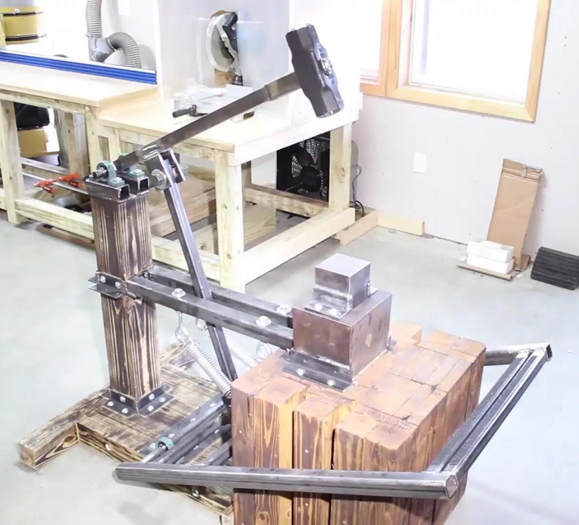 Treadle Power Hammer. Механический кузнечный молот. Самодельный кузнечный молот. Мини рессорный кузнечный молот. Самодельный молот