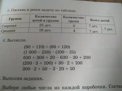 Составь по таблице задачи и реши их