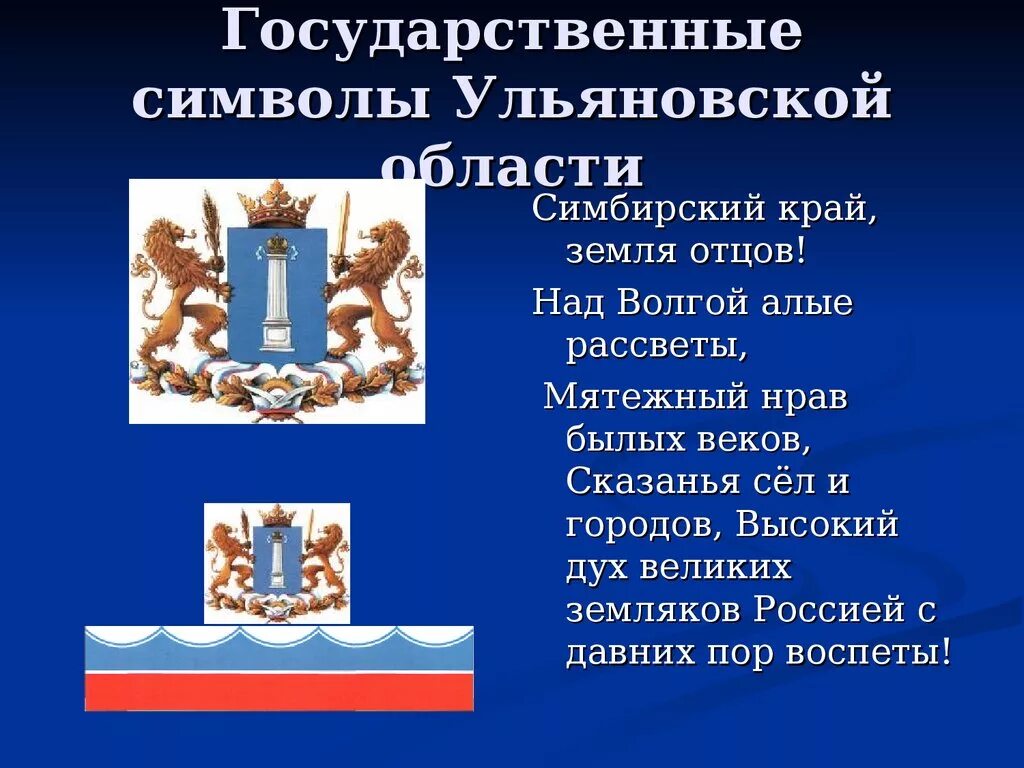 Год образования ульяновской области. Ульяновская область презентация. Государственные символы Ульяновской области. Ульяновская область мой край родной. Ульяновск символы города.