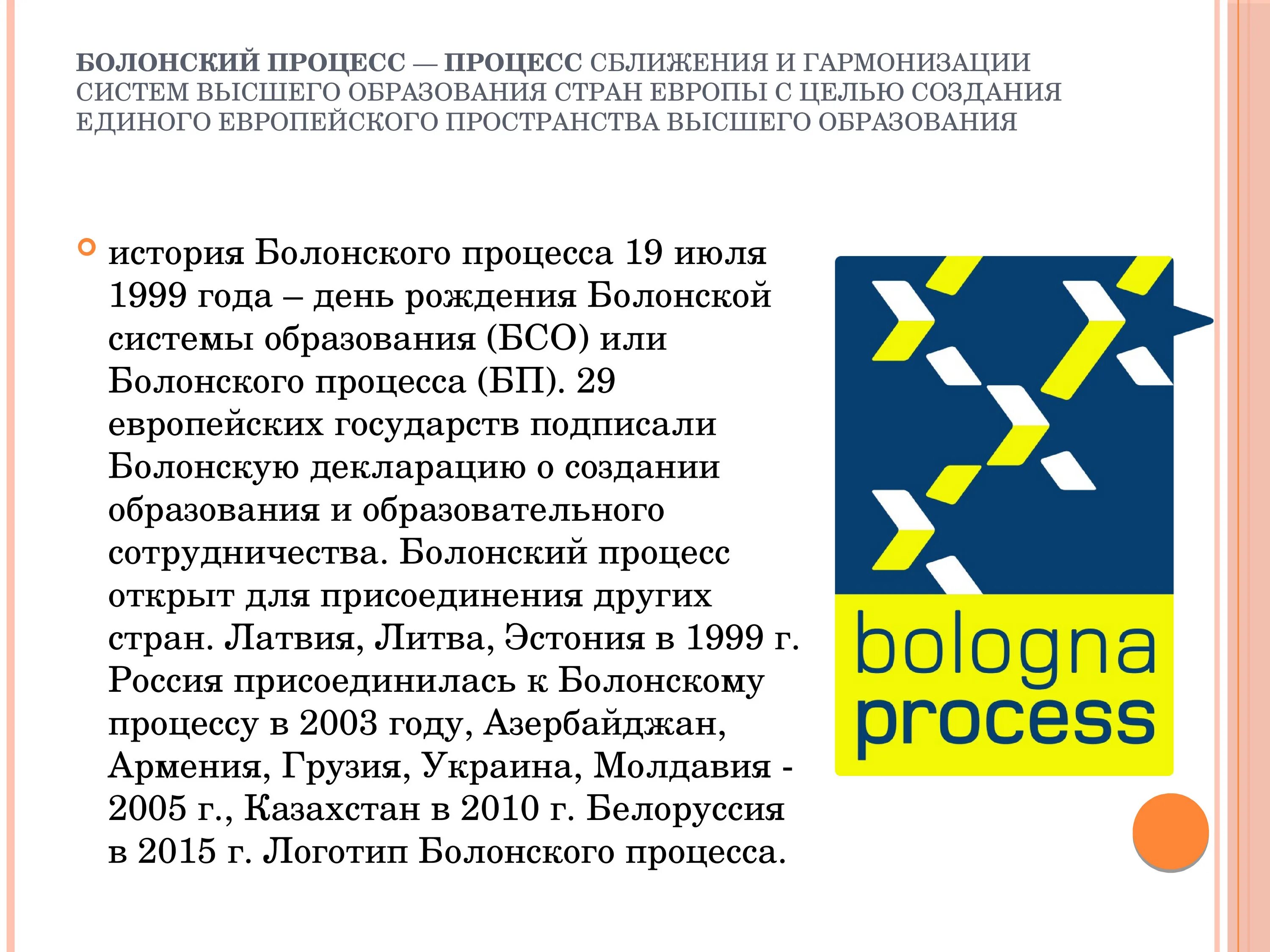 Конвенция гармонизация. Болонский процесс 1999. Вхождения стран в Болонский процесс. Болонский процесс в образовании. Болонский процесс презентация.