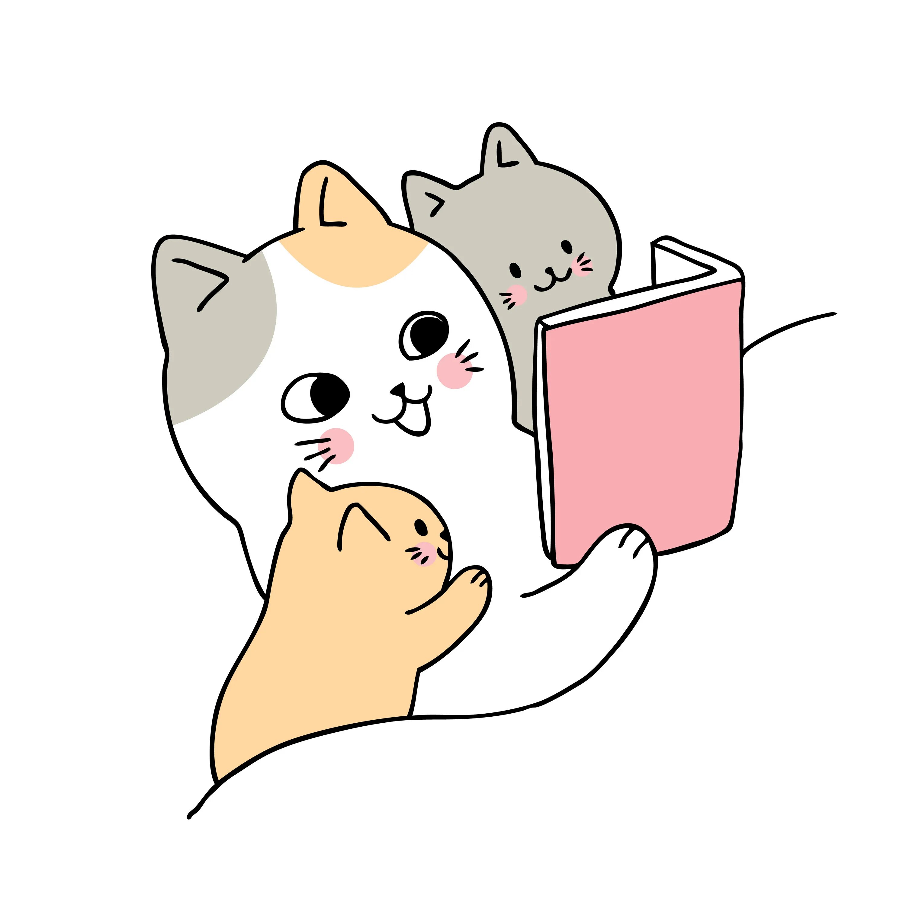 Cartoon cat reader