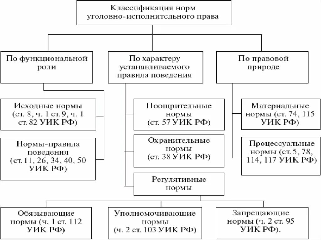 Структура норм уголовно-исполнительного законодательства России.