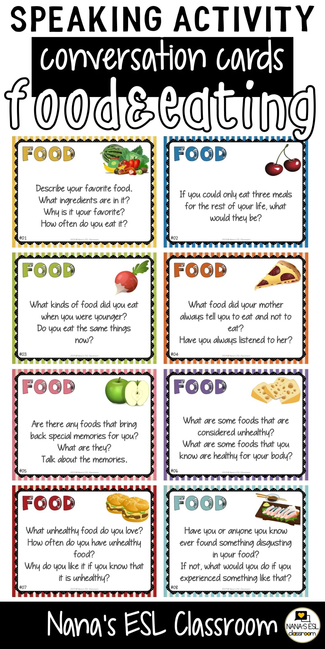 Вопросы food for speaking. ESL speaking activities. Food speaking Cards. Food speaking activities.