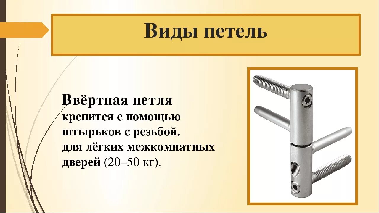 Типы шарниров. Петля ввертная схема монтажа. Виды петель. Разновидности шарниров. Типы дверных петель.