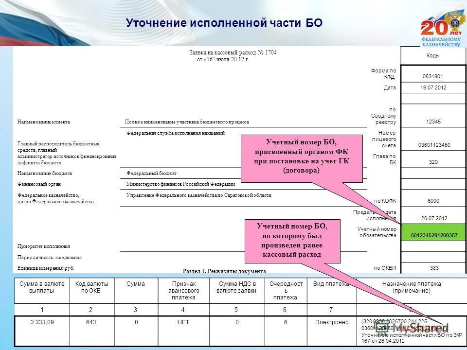 Номер лицевого счета в казначействе. Сведения о расходование аванса. Выплачены платежи в бюджет. Заявка на авансовый платеж.