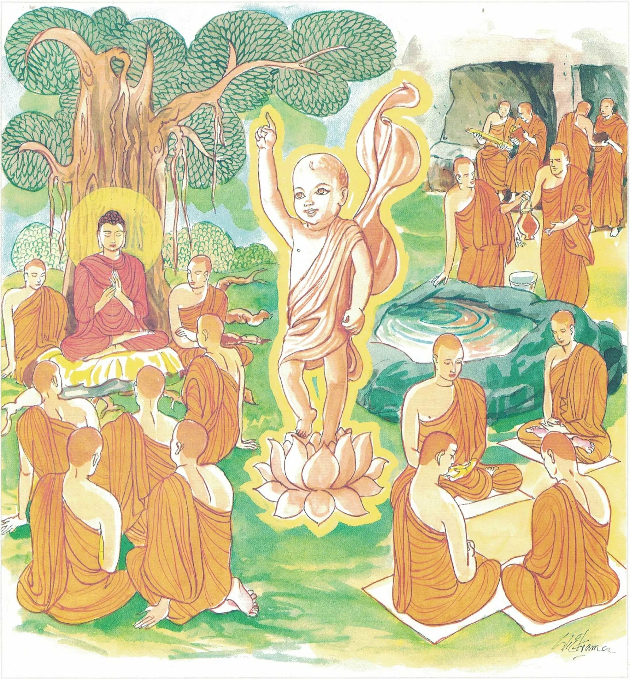Рождение буды. Будда арт. Будда Благословенный арт. Рождение Будды из боку. Будда под деревом познания.
