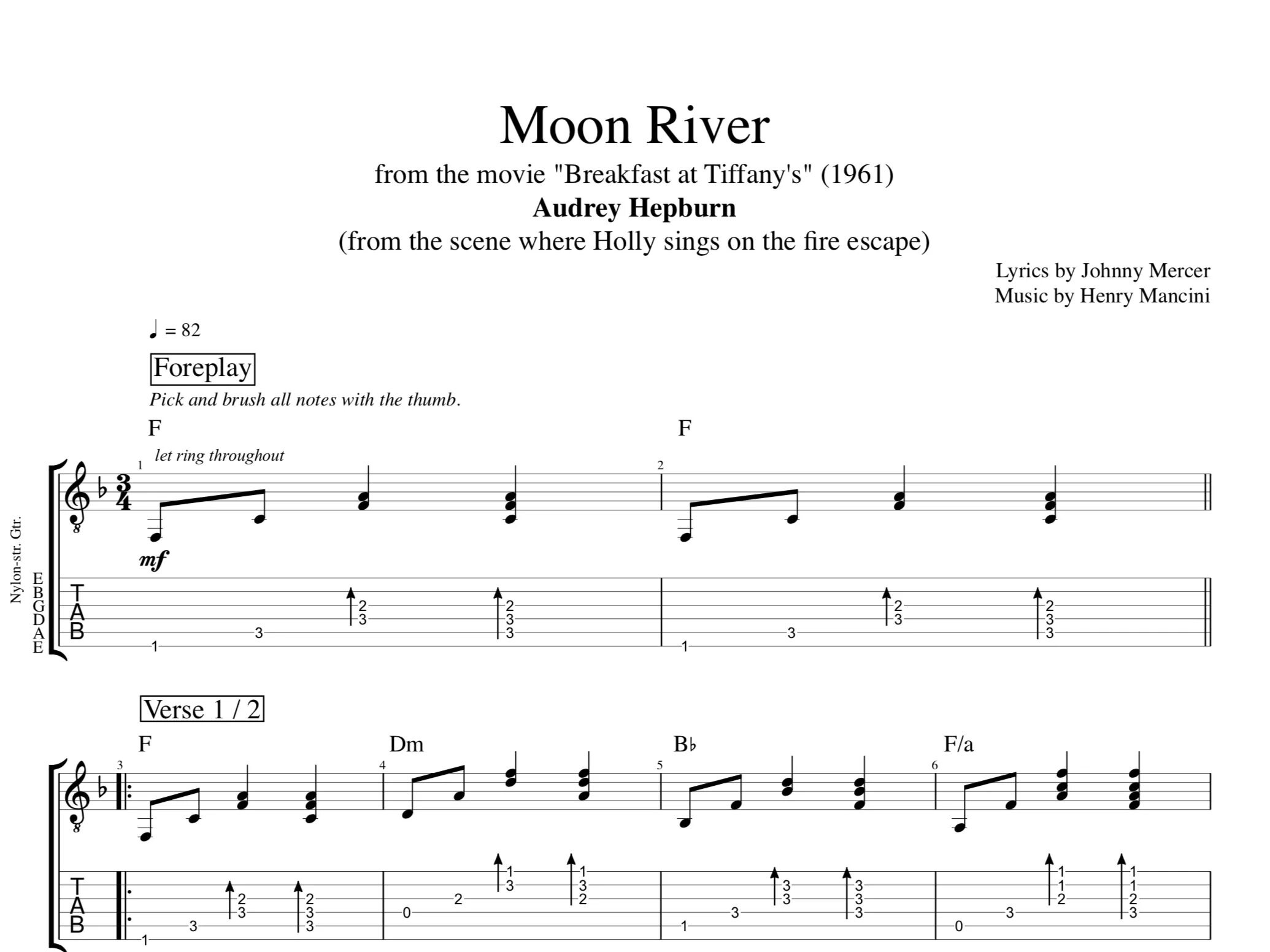 Moon River табы. Moon River текст. Мун Ривер слова на английском.