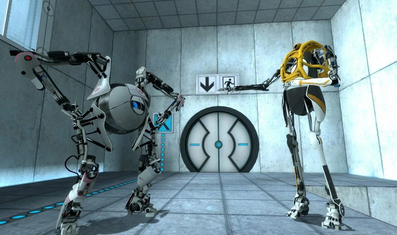 Игра Portal 2. Портал 2 кооператив. Portal 2 роботы. Портал 2 порталы.