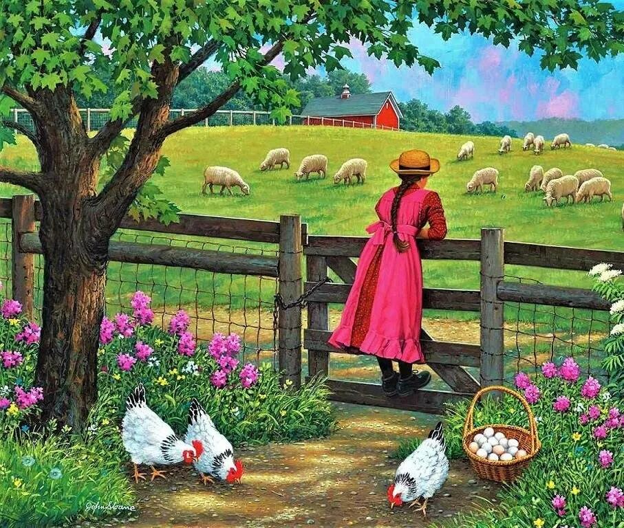 He lives on the farm. Художник Джон Слоун John Sloane. Джон Слоун художник картины. Весенняя деревенька John Sloane.. Художник John French Sloan.