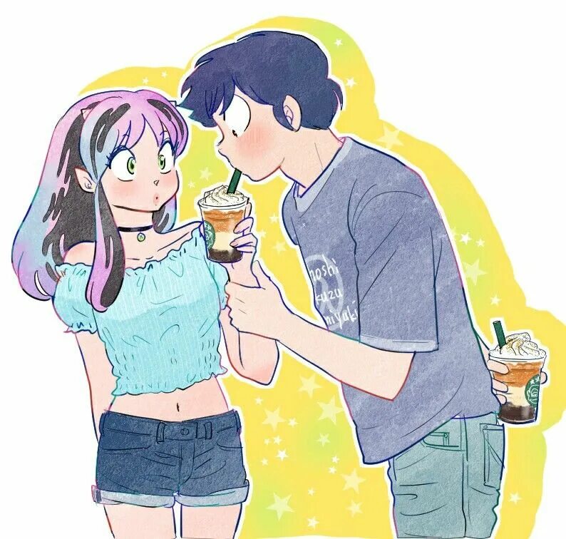 Lum x ataru. Лам и Атару любовь. Lum x ataru Kiss. Лум и Атару комикс.