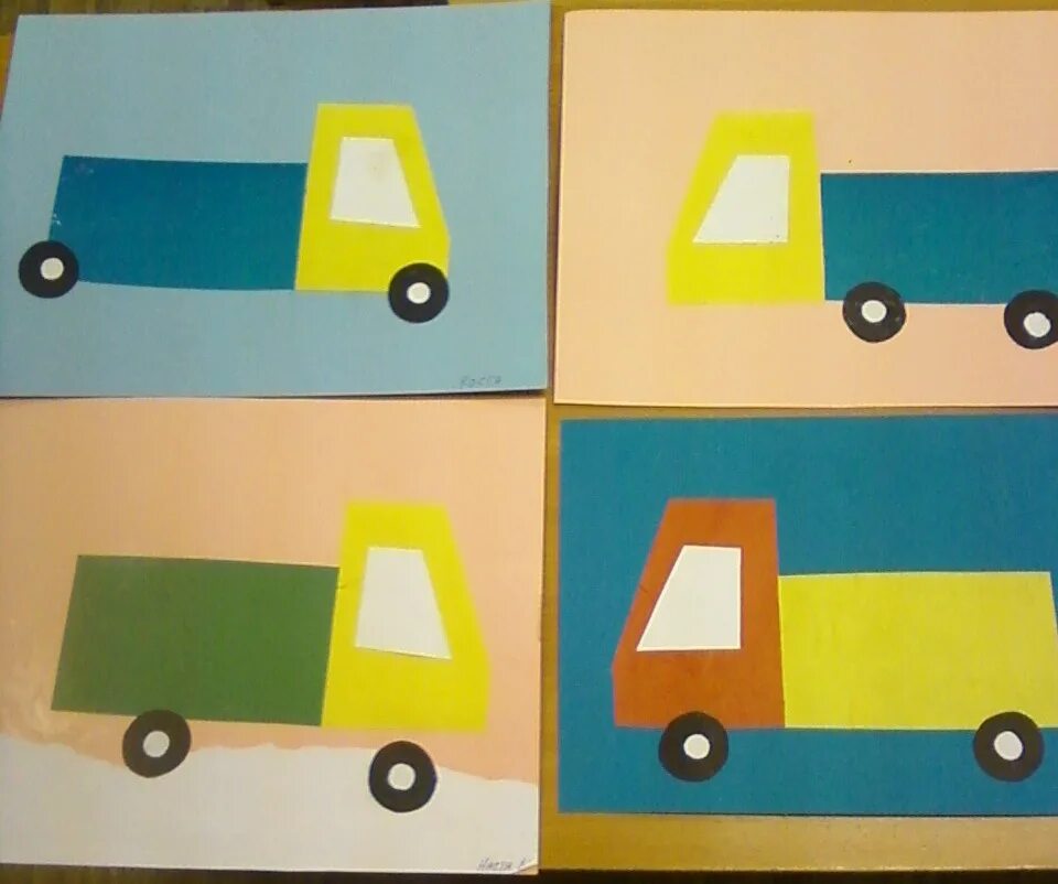Колдина аппликация 4-5 грузовик. Машинка из цветной бумаги. Аппликация на тему транспорт. Аппликация машина в ср гр.