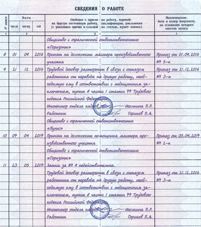 Обязательна ли запись в трудовой