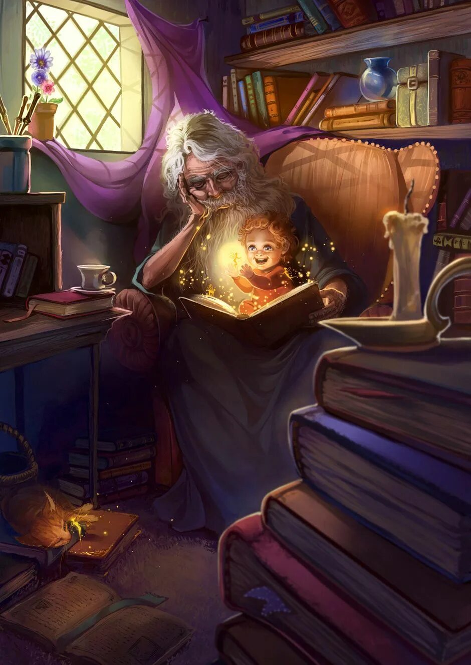 Old magic. Сказочный волшебник. Волшебство чтения. Ученик фэнтези. Волшебная книга.