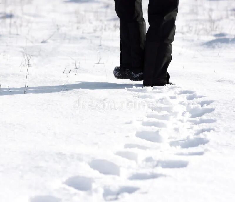 Walking snow rum перевод. Шаги на снегу. Человек идет по снегу. Иду по снегу. Следы человека на снегу.