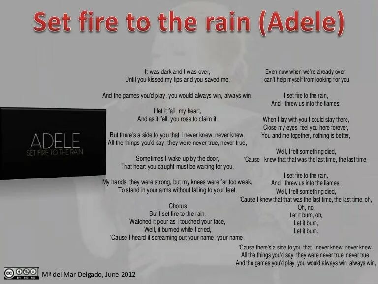 Песня rain rain rain на русском. Set Fire to the Rain текст. Текст песни Set Fire to the Rain. Текст Fire to the Rain Adele.