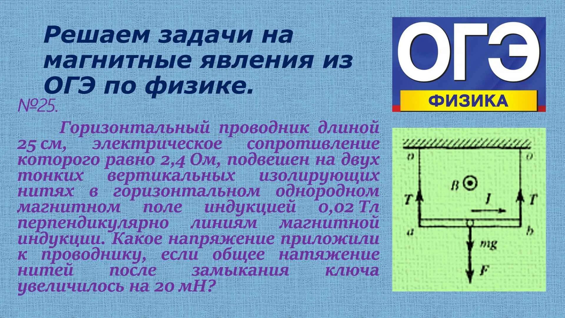 Горизонтальный проводник длиной 25 см электрическое сопротивление