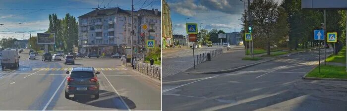 Перекресток. Светофоры. Перекресток с одним светофором. Светофор Калининград.