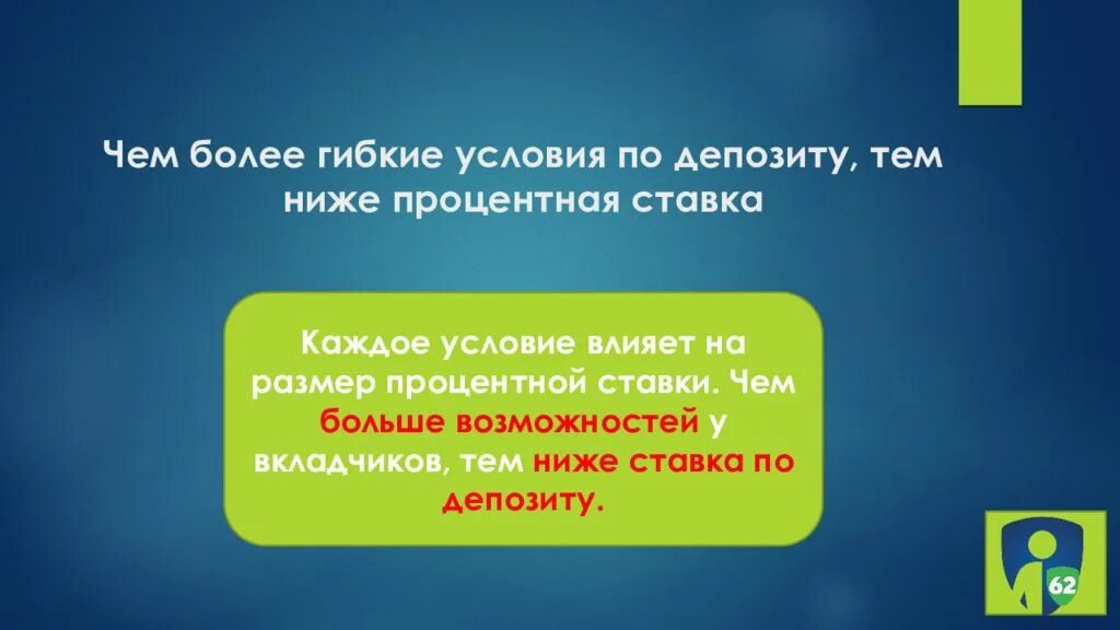 Не более чем 4 8. Чем более гибкие условия по депозиту тем. чем более гибкие условия по депозиту тем ниже процентная ставка. чем больше возможностей у вкладчика, тем ниже процентная ставка по. чем ниже ставка процента тем.