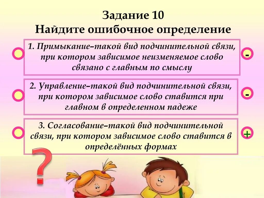 Задача решена вид подчинительной. Тест по теме подчинительная связь. Виды подчинительной связи. Отметьте ошибочное определение. Найдите ошибочное определение гиперссылки.