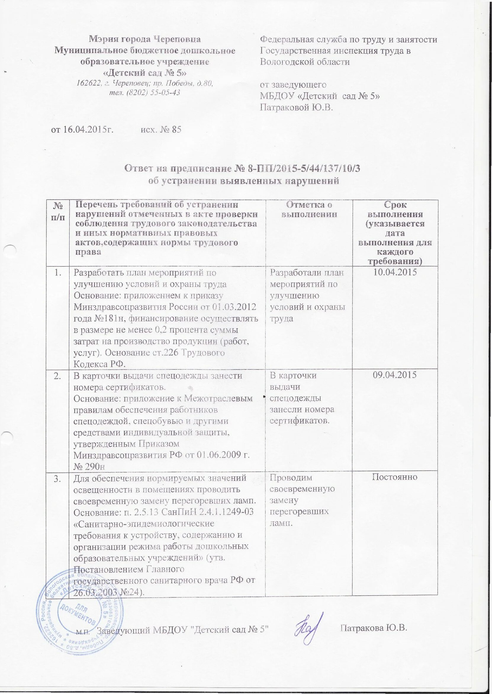 Ответ на предписание. Ответ на предписание по охране труда. Предписание государственного инспектора труда. Предписание по охране труда образец.