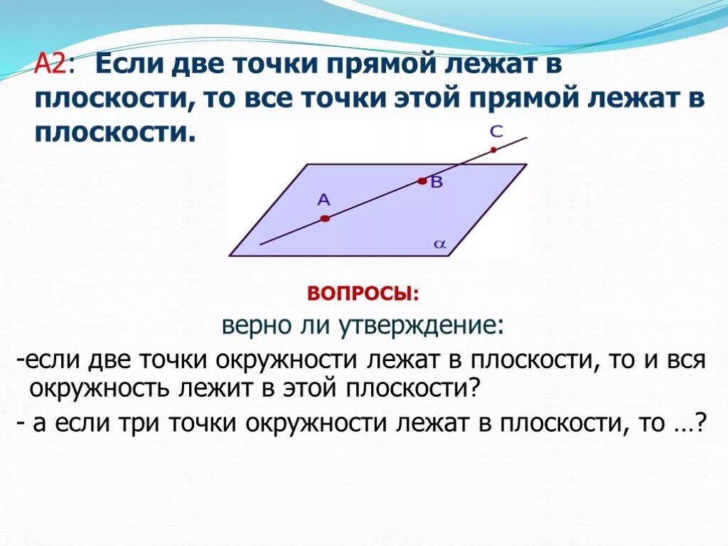 Прямая лежит в плоскости. Если две точки прямой. Прямые лежащие в плоскости. Если 2 точки прямой лежат в плоскости.