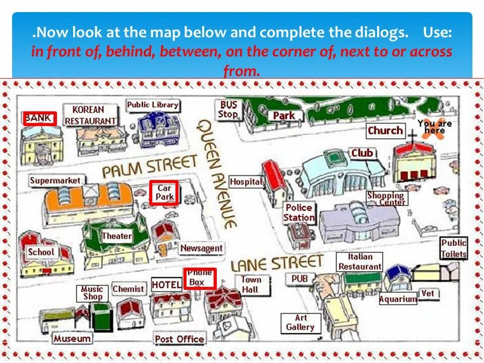 Look at the map of these. Карта города для изучения английского. карта города на английском языке. карта города для урока английского языка. town map на английском.