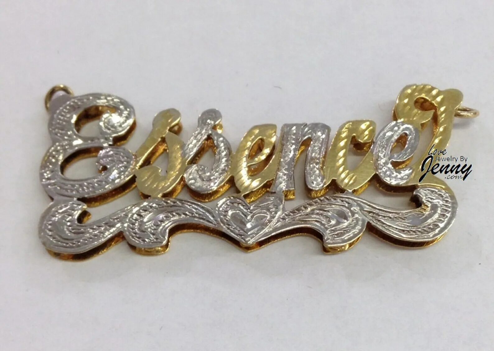 Name Jewelry. The name of the Jewel. 3d Nameplate. 14k Gold.