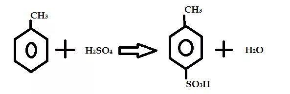 Сульфирование толуола реакция. Сульфирование метилбензола реакция. Схема сульфирования толуола. Схема реакции сульфирования толуола.