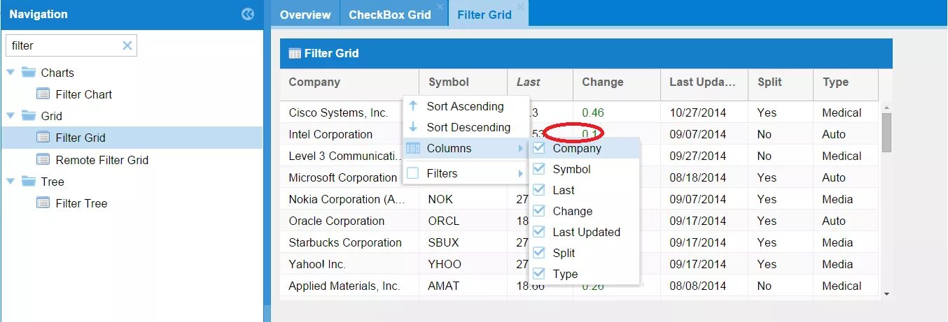 Checkbox filter