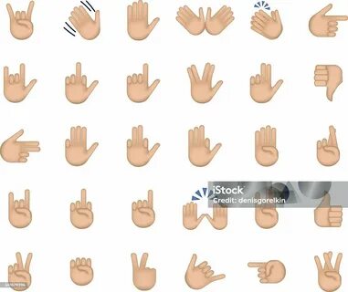 Set Of Hand Emoticon Stok Vektör Sanatı & Smiley‘nin Daha Fazla Görseli - Smiley