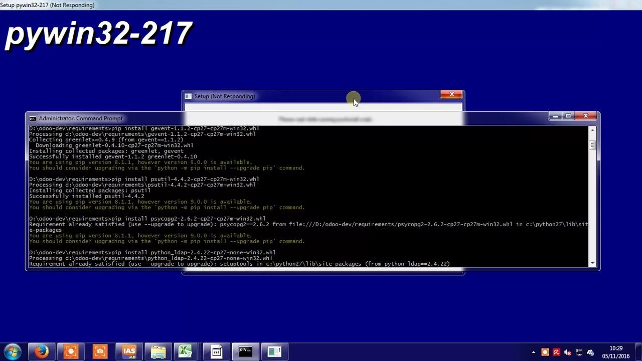 Pip install psutil. Pywin32 no Module named 'SERVICEMANAGER'. Python install LDAP Windows. Pywin32