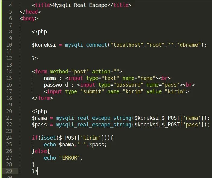 Real escape. Mysql real escape string.