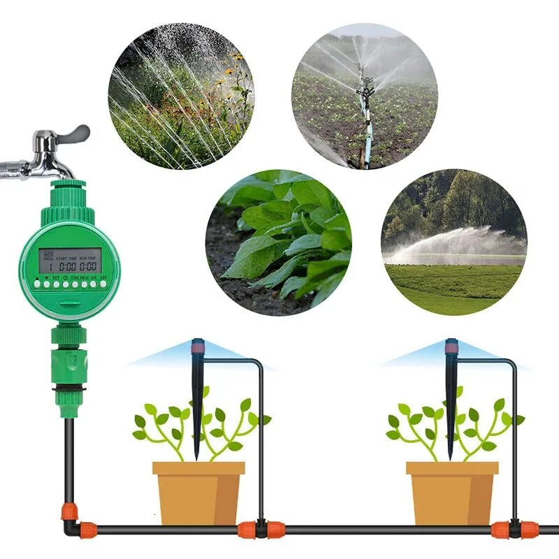 Automatic irrigation. Irrigation timer е5738. спринклер капельный полив. автоматический капельный полив. автополив на даче.