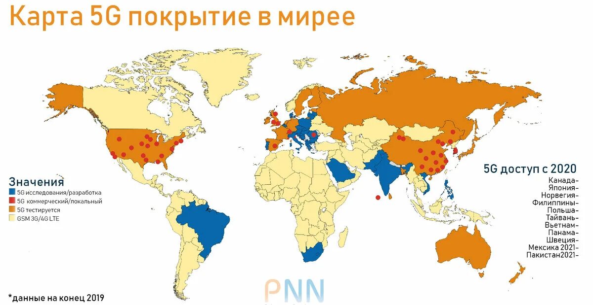 Карта сетей 5g