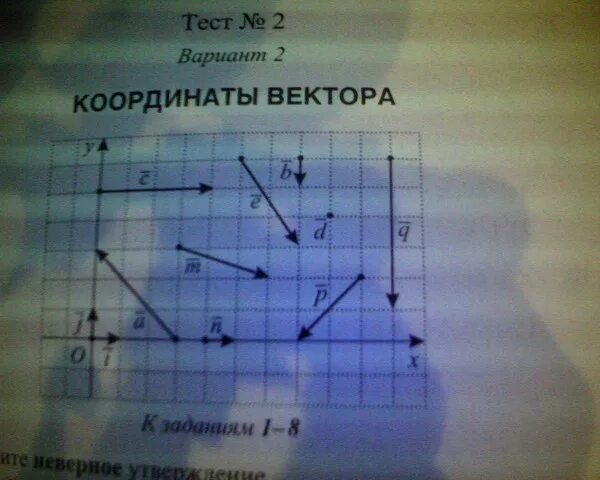 Тест координаты вариант 1. Координаты вектора тест.