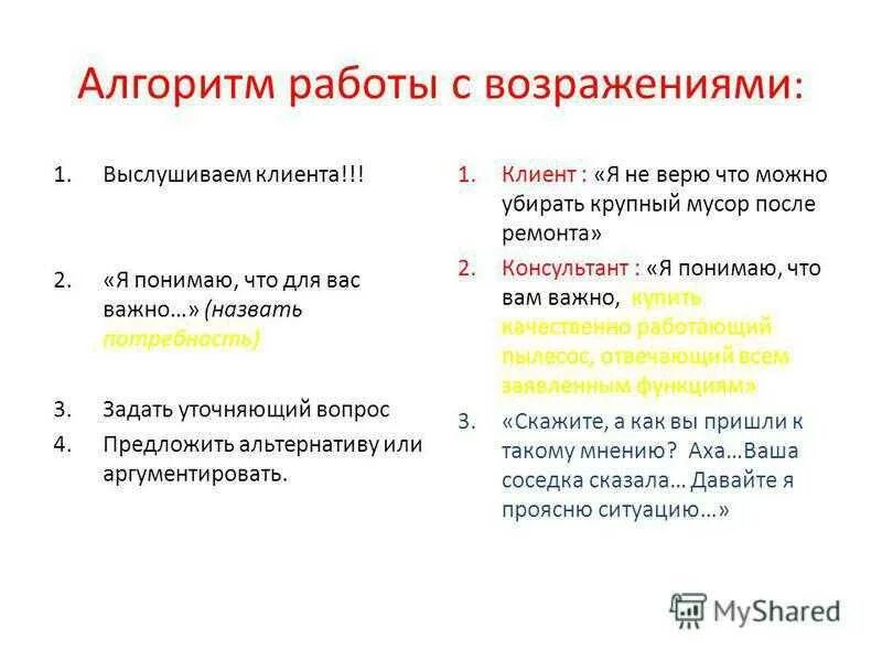 5 п в продажах. Алгоритм работы с возражениями клиента. Алгоритм по работе с возражениями. Правильный порядок работы с возражениями. Порядок алгоритма работы с возражениями.