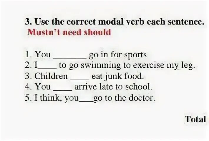 Use the correct modal verb