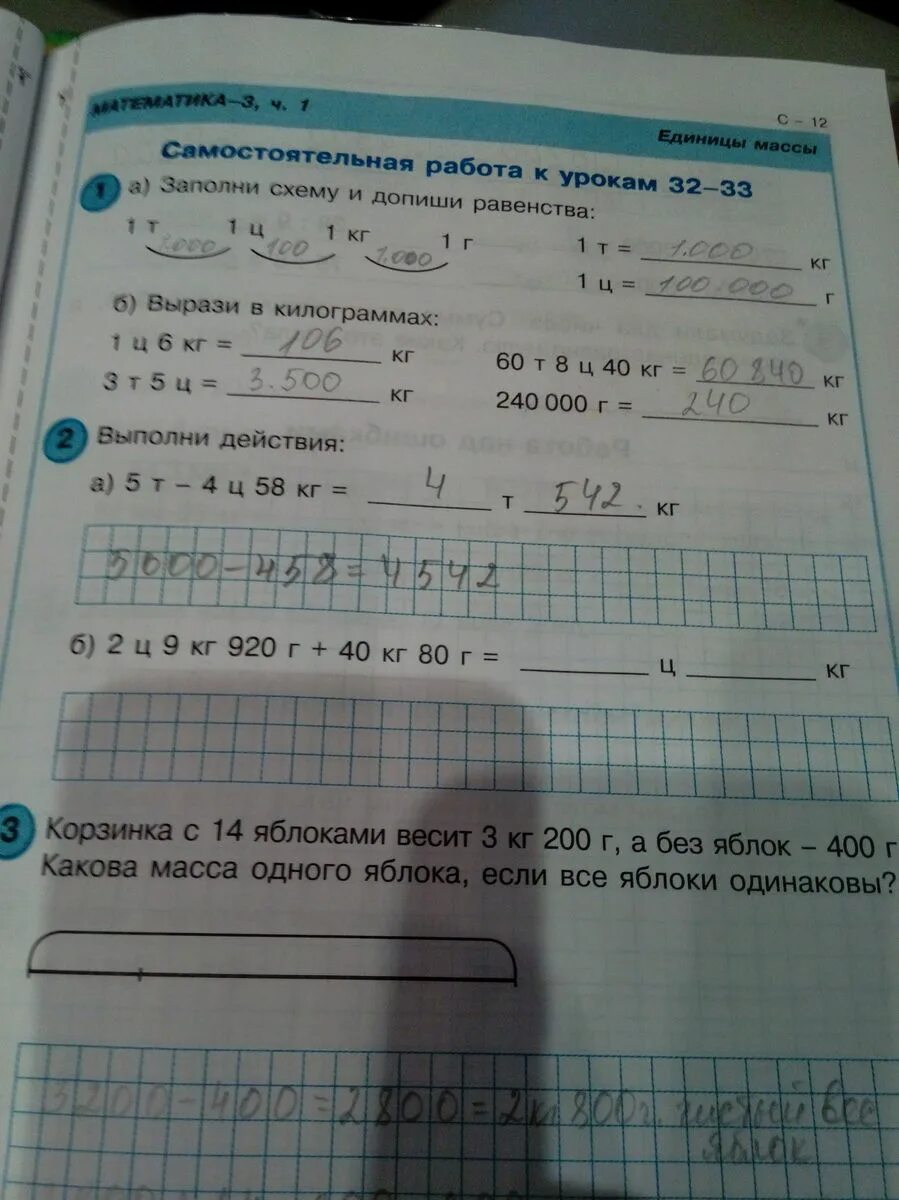 Самостоятельная работа к урокам 32 34. Корзина с 14 яблоками весит 3 кг 200 г а без яблок 400 г схема. Корзина с 14 яблоками весит 3 кг 200 г схема. Корзина с яблоками весит 3 кг 200. 2ц9кг920г+40кг80г решение.