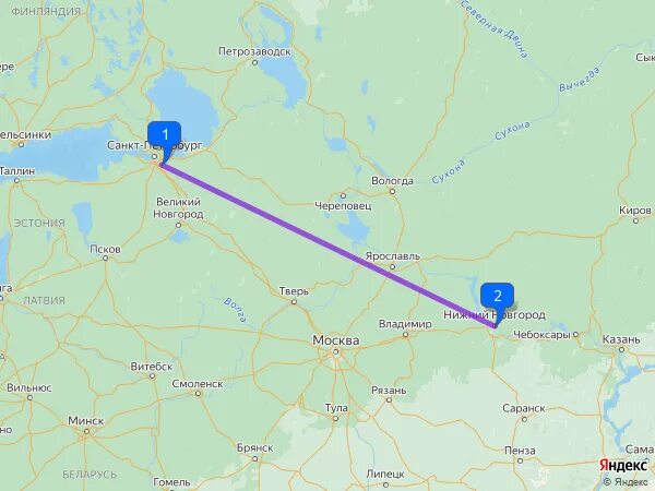 Спб нижний новгород расстояние