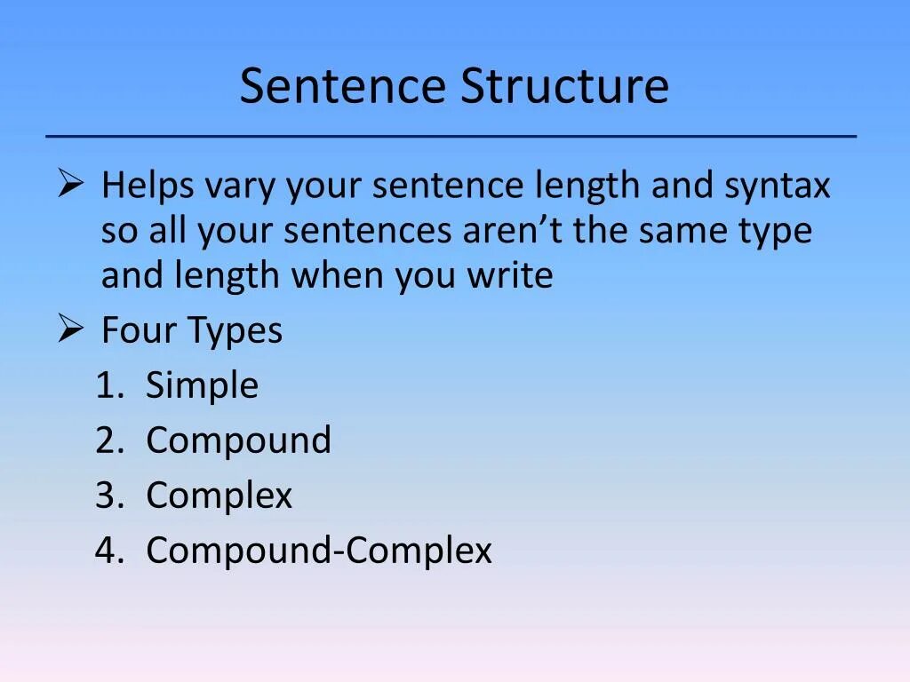 Guiding sentences. Sentence structure. Sentence structure in English. Simple sentence structure. Compound sentence structure.