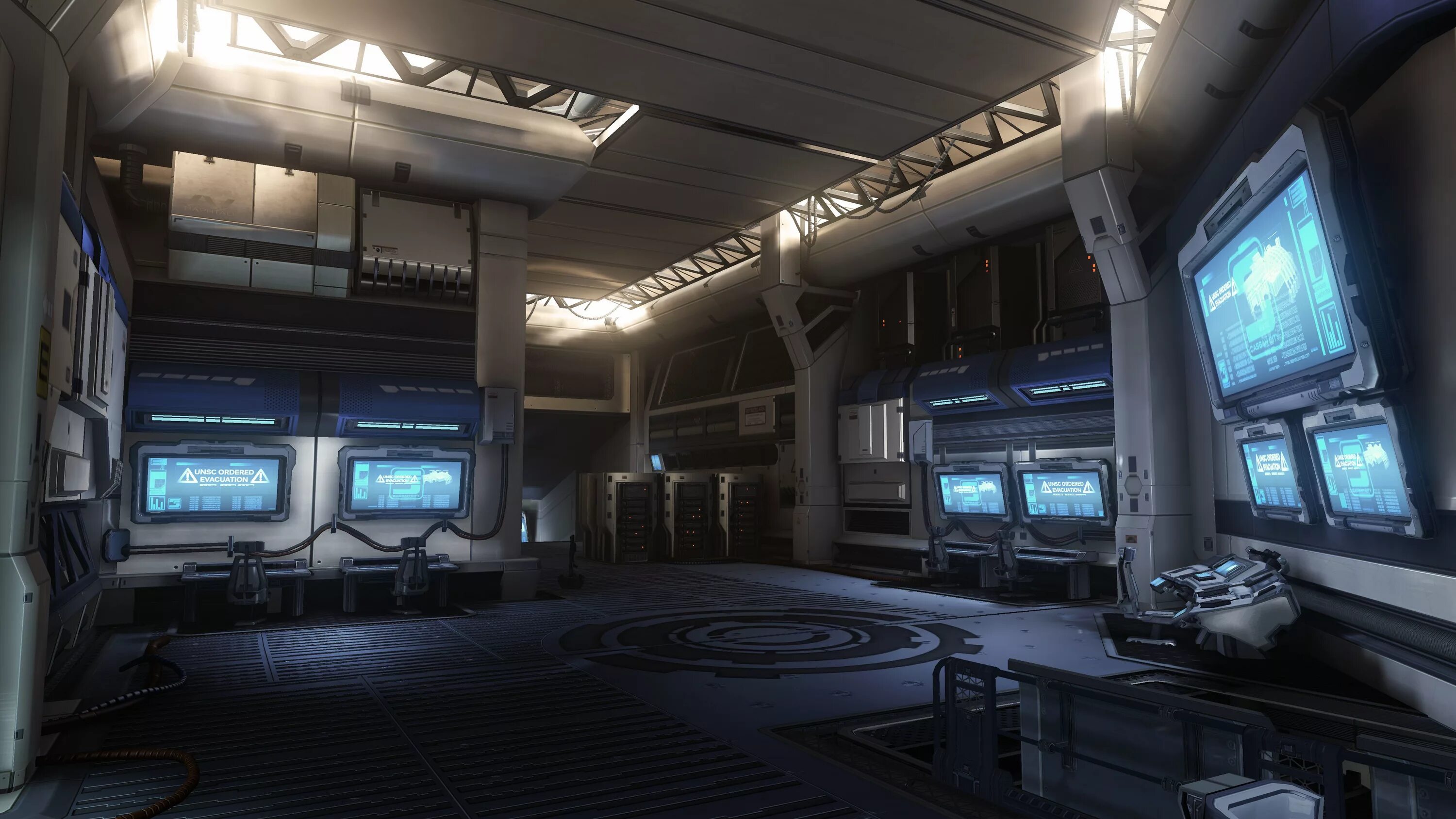Sci fi игры. Хало ангар. Halo UNSC Infinity Капитанский мостик. Halo станция. Halo интерьер.