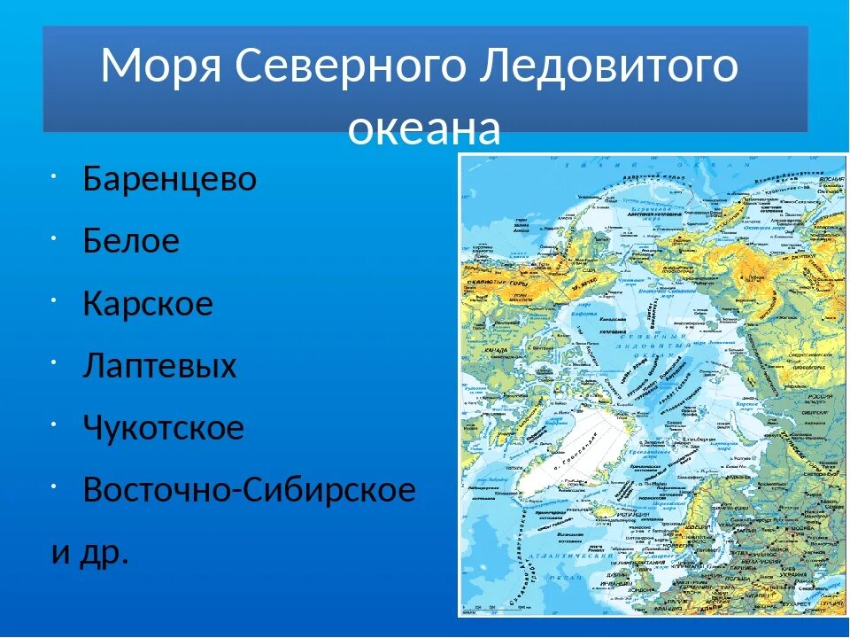 Покажи названия морей