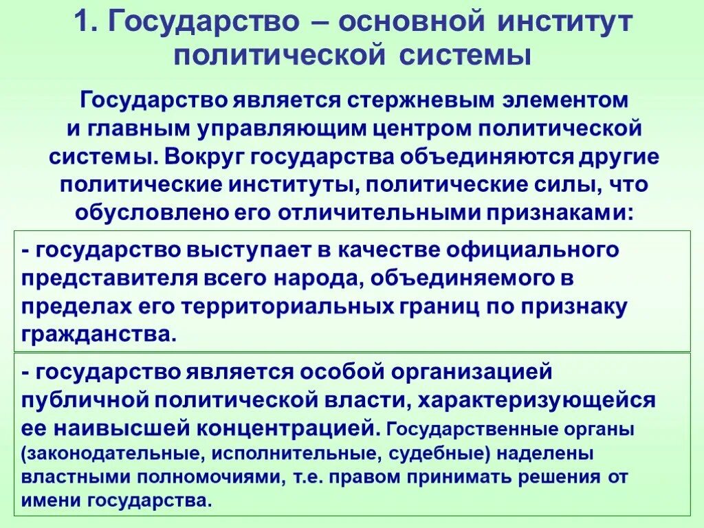 Институт государства элементы